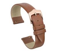 QUARKZMAN Bracelet De Monture En Cuir Véritable Marron Clair 18mm | Bracelet De Montre Plat Fin Et Élégant À Libération Rapide Avec Boucle En Acier Inoxydable Or Rose Pour Femmes