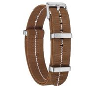 QUARKZMAN Bracelet De Monture En Nylon Élastique 18mm Bande De Montre Française D'une Pièce Étanche Remplacement Bracelet De Montre Avec Boucle En Argent Pour Hommes Femmes, Marron/Blanc