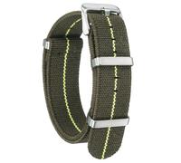 QUARKZMAN Bracelet De Monture En Nylon Élastique 18mm Bande De Montre Française D'une Pièce Strap De Montre Étanche De Remplacement Avec Boucle En Argent Pour Hommes Femmes, Vert/Jaune