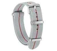 QUARKZMAN Bracelet De Monture En Nylon Élastique 20mm Bande Unique Pour Montre Française Strap De Remplacement Étanche Pour Montre Avec Boucle En Argent Pour Hommes Femmes, Gris Clair/Rouge
