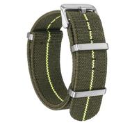 QUARKZMAN Bracelet De Monture En Nylon Élastique 22mm Unitaire Pour Montre Française Étanche Avec Boucle En Argent Pour Hommes Femmes, Vert/Jaune