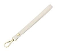 QUARKZMAN Bracelet en Cuir pour Sac à Main Cuir Blanc Crème Fermoir Doré | Dragonne de 20 cm/7,87" de Long, Dragonne de Remplacement en Cuir, Dragonne de Porte-Clés, Portefeuille DIY