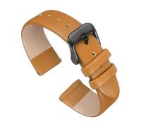 QUARKZMAN Bracelet En Cuir Véritable Marron Largeur 18mm, Bracelet De Monture Plat Fin Élégant Pour Homme Et Femme Avec Boucle Noire