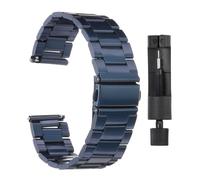 QUARKZMAN Bracelets de Montre en Acier Inoxydable 22mm Placage de Métal Fermoir Papillon à Dégagement Rapide, Bande de Chaîne, Remplacement du Bracelet de Montre avec Adaptateur, Bleu