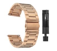 QUARKZMAN Bracelets de Montre en Acier Inoxydable 22mm Placage de Métal Fermoir Papillon à Dégagement Rapide, Bande de Chaîne, Remplacement du Bracelet de Montre avec Adaptateur, Or Rose