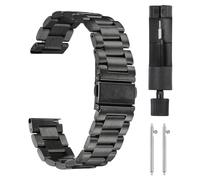 QUARKZMAN Bracelets de Montre en Acier Inoxydable de 24 mm avec Fermoir Papillon à Dégagement Rapide, Chaîne en Acier Solide, Adaptateur Inclus, Convient Aux Montres Intelligentes, Noir