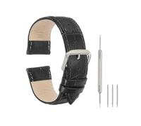 QUARKZMAN Bracelets De Monture En Cuir, 22mm Bracelet De Monture Motif Crocodile Bracelet De Monture À Libération Rapide, Strap Plat Mince Élégant En Cuir Avec Outils, Black