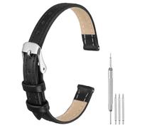 QUARKZMAN Bracelets de Monture en Cuir pour Hommes et Femmes 10mm Noir | Monture Rapide Remplacement De Bracelet, Bracelet En Cuir Plat Et Fin Élégant Avec Outils,