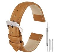 QUARKZMAN Bracelets De Monture En Cuir Pour Hommes Et Femmes, 20mm Bracelet De Remplacement À Libération Rapide, Bracelet Plat Et Mince Élégant En Cuir Avec Outils, Brown
