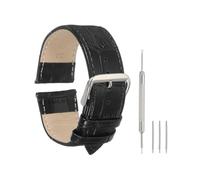 QUARKZMAN Bracelets De Monture En Cuir Pour Hommes Et Femmes, 24mm Bracelet De Monture À Motif Crocodile À Libération Rapide, Bracelet De Remplacement Plat Et Mince Élégant Avec Outils, Noir