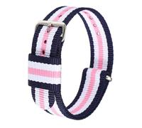 QUARKZMAN Bracelets De Monture En Nylon 20mm Bande De Poignet | À Libération Rapide 5 Rayures Avec Boucle En Acier Inoxydable Argenté Pour Hommes Et Femmes, Rose/Bleu/Blanc