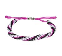 QUARKZMAN Bracelets Tressés En Corde, Motif Rayé Cordon Tissé Ajustable Fait Main Fil Accessoire Élégant Pour Femmes Hommes Cadeau Amitié, Blanc+Gris+Noir+Violet