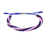 QUARKZMAN Bracelets Tressés En Corde, Motif Rayé Cordon Tissé Ajustable Fait Main Fil Accessoire Élégant Pour Femmes Hommes Cadeau Amitié, Blanc+Rose+Bleu+Noir+Violet