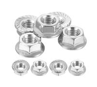 QUARKZMAN Bride Gauche Main Écrous, M8x1,25mm 304 Inox Acier Dentelé Bride Gauche Main Inversé Écrous pour Assemblage et Fermeture, Argent 5pcs