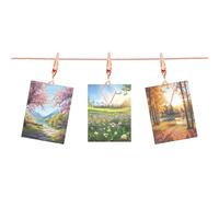 QUARKZMAN Câble Fil Métallique pour Accrocher des Photos avec 10 Pinces en Forme de Losange, 5Ft Cadres Photos Ajustables pour ornementation Murale pour Accroche Art Or Rose