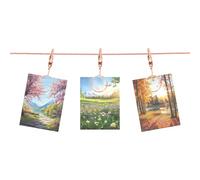 QUARKZMAN Câble Fil Métallique pour Accrocher des Photos avec 10 Pinces Rondes, Cadre Photo Ajustable 5Ft pour ornementation Murale Collage pour Accrocher Photospostales Art Or Rose