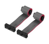 QUARKZMAN Câble Ruban Plat IDC 14 Broches, Connecteur FC à FC avec Pas de 1,27 mm, Longueur de 10 cm, Fil de Liaison Gris pour Ordinateur, Affichage Led, Dvd, Lot de 2