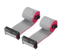QUARKZMAN Câble Ruban Plat IDC 20 Broches, Connecteur FC à FC avec Pas de 2,0 mm, Longueur de 30 cm, Fil de Liaison Gris pour Ordinateur, Affichage Led, Dvd, 2 Pièces