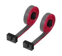 QUARKZMAN Câble Ruban Plat IDC 6 Broches, Connecteur FC à FC avec Pas de 1,27 mm, Longueur de 30 cm, Fil de Liaison Gris pour Ordinateur, Affichage Led, Dvd, Lot de 2