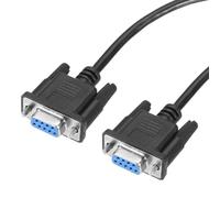 QUARKZMAN Câble Série 3.3 ft DB9 RS232 Câble de Communication Série Femelle à Femelle Null Modem Cord Pleine Poignée de Main Croisé pour Communication de Données, Noir