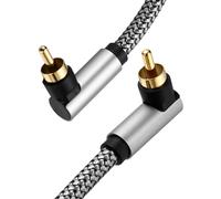 QUARKZMAN Câble Subwoofer Double 90 Degrés, Câble RCA À Angle Droit 33ft Connecteur Doré 24K Câble Numérique Coaxial Hi-Fi Pour Subwoofer Home Cinéma Amplificateur Audio, Gris