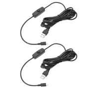 QUARKZMAN Câble Usb avec Interrupteur Marche/Arrêt 501, Câble D'Alimentation Usb Mâle Vers Micro Usb Mâle 3.0M Pour Équipement Numérique Lampe de Bureau Led, Noir 2Pcs