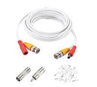 QUARKZMAN Câble Vidéo et Alimentation BNC, 5m/16ft Câble Tout-en-Un pour Caméra de Sécurité, Câble d'Extension DC pour Installation de Système de Caméra de Sécurité CCTV DVR,1 Ensemble Blanc