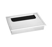 QUARKZMAN Cache-Trou de Câble Passe Cable Bureau 110mm X 68mm en Alliage D'Aluminium, Rectangulaire, pour Bureau, Passe-Câbles, Cache-Trou pour Organiser Les Câbles Du Bureau, Ton Argenté