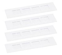 QUARKZMAN Cache-Vents d'Aération, 4 Pièces 200 x 50mm - Cache-Ventilation en Maille en Alliage d'Aluminium, Grille de Ventilation à Persiennes Rectangulaire pour Armoire à Chaussures (Blanc)