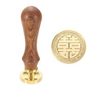 QUARKZMAN Cachet À Cire Vintage, 25mm Tête En Laiton Double Bonheur Et Manche En Bois Pour Enveloppes De Cadeaux, Cartes De Mariage, Invitations Halloween Noël Personnalisées, Xizi01