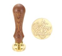 QUARKZMAN Cachet À Cire Vintage, Tête En Laiton 25mm Bénédictions Et Manche En Bois Pour Enveloppes Cadeaux Invitations Mariage Halloween Noël Personnalisées, Joyeux Noël