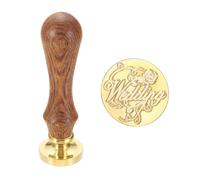 QUARKZMAN Cachet À Cire Vintage, Tête En Laiton Bénédictions 25mm Et Manche En Bois Pour Enveloppes De Cadeaux Personnalisées Halloween Noël Mariage Cartes D'invitation Scellage, Mariage