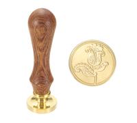 QUARKZMAN Cachet À Cire Vintage, Tête En Laiton Fleur 25mm Et Manche En Bois Pour Enveloppes Cadeaux Personnalisées Halloween Noël Mariage Cartes D'invitation Scellage, Rose49