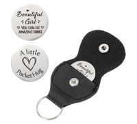 QUARKZMAN Calin de Poche Jeton de Poche, Pièce Double Face avec Porte-Clés en Cuir, Cadeau Souvenir Inspirant pour les Relations à Distance, Beautiful
