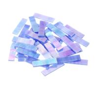 QUARKZMAN Carreaux De Mosaïque Rectangulaires Bandes De Vitrail, 1.57" x 0.4" Pièces De Verre Iridescent Bleu Ciel 100g/3.53 oz Fournitures Pour Création De Mosaïques Pour Et Domicile