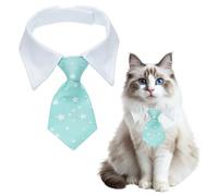 QUARKZMAN Cat Dog Tie with Collar, Cute Tuxedo Bowtie with Handcrafted Adjustable White Collar Formal Pet Cats Necktie (Blue, S), Intended pour Puppies Medium Boys/Kitten Wedding