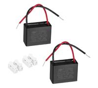 QUARKZMAN CBB61 Condensateur 2.5uf 450V AC 2 Fils Condensateur Ventilateur Plafond Remplacement par Borniers pour Moteur de Pompe, Générateur ou Souffleur, 2Pcs, 37.5x28.5x18mm