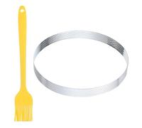 QUARKZMAN Cercles À Gâteau Perforés 7,1 Pouces Matrice À Gâteau Ronds en Acier Inoxydable pour Mousse avec Pinceau pour Pâtisserie Dessert Gâteau, Ton Argenté