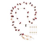 QUARKZMAN Chaine De Lunettes, 74cm Bande De Lunettes À Pierres Élégante Chaîne Pour Masque Avec 8 Extrémités De Chaîne Pour Femmes, Rouge Foncé