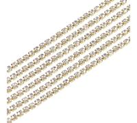 QUARKZMAN Chaîne De Strass En Cristal De 2 mm, 11 Yards, Pour Couture, Artisanat, Bijoux DIY, Mariage, Couleur Or Blanc