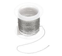 QUARKZMAN Chaîne en Acier Inoxydable 5M, Chaîne de Bijoux 1.2x1.2x0.3mm, Chaînes Câble Croisé à Mailles Plates pour Bricolage DIY Collier Bracelet Breloques Artisanat Décoration, Argenté