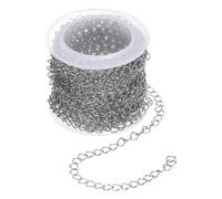 QUARKZMAN Chaîne en Acier Inoxydable 5M, Chaîne de Bijoux 5x4x0.6mm, Chaînes Câble Croisé à Mailles Torsadées pour Bricolage DIY Collier Bracelet Breloques Artisanat Décoration, Argenté