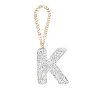 QUARKZMAN Charme de Voiture Bling, Lettre K Initiale Décoration de Miroir de Voiture Intérieur Suspendue Ornements en Cristal pour Femmes Sacs Gobelet d'Eau Bricolage, Blanc