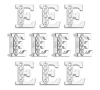 QUARKZMAN Charme Lettre, 20Pcs 8mm - Charme Alphabet Glissant Pendentif Chrome, Lettres Demi-Rhinestone Cristal, Pour Faire Des Bracelets En Cuir DIY (Lettre E)