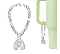 QUARKZMAN Charme Lettre Pour Stanley Tumbler Cup, Accessoire Charme Initial Mignon Bulle A Avec Strass Pailleté Pour Tumbler Ou Autres Tasses Avec Poignée Pour Femmes, Blanc