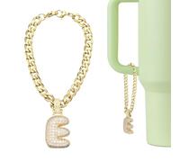 QUARKZMAN Charme Lettre Pour Stanley Tumbler Cup, Accessoire Mignon À Bulles Lettre E Charme Nom ID Avec Strass Pailleté Pour Tumbler Ou Autres Gobelets Avec Poignée Pour Women, Gold