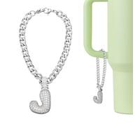 QUARKZMAN Charme Lettre Pour Stanley Tumbler Cup Accessoire Mignon À Bulles | Lettre J, Charme Initiale Identifiant Nom Avec Strass Pailleté Pour Tumbler Ou Autres Tasses À Eau Avec Poignée