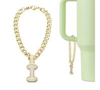 QUARKZMAN Charme Lettre Pour Stanley Tumbler Cup, Accessoire Mignon À Initiale I Charme Lettre Nom ID Avec Strass Pailleté Pour Tumbler Ou Autres Tasses À Eau Avec Poignée Pour Femmes, Or