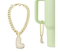 QUARKZMAN Charme Lettre Pour Stanley Tumbler Cup, Accessoire Mignon À Initiale Lettre L Charme Nom ID Avec Strass Pailleté Pour Tumbler Ou Autres Tasses À Eau Avec Poignée Pour Femmes, Or