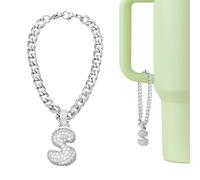 QUARKZMAN Charme Lettre Pour Stanley Tumbler Cup, Accessoire Mignon Bulle Lettre Initiale S Charme Nom Identifiant Avec Strass Pailleté Pour Tumbler Ou Autres Tasses À Eau Avec Poignée Pour